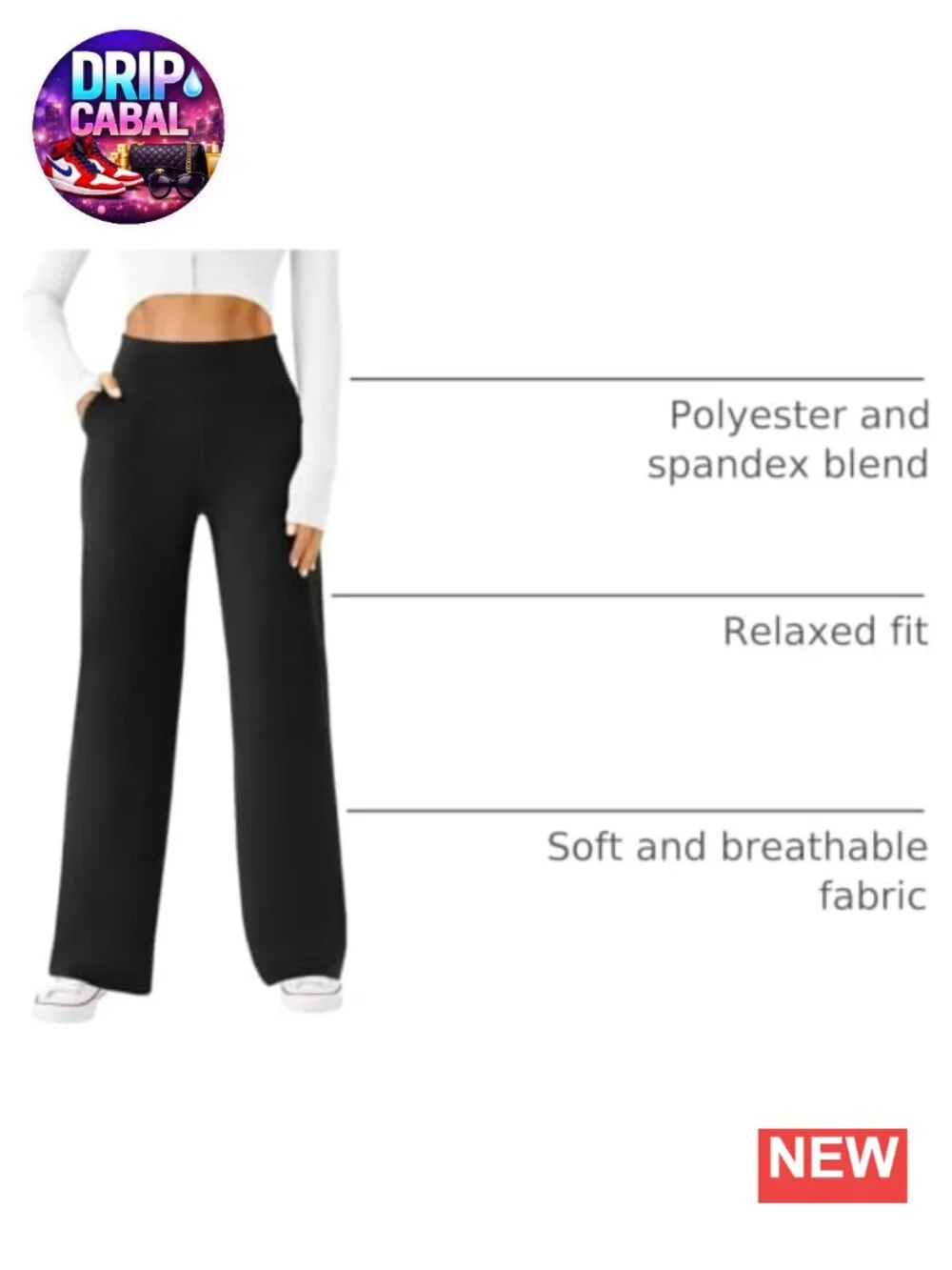 Wide Leg High Waist Yoga Pants 80% Polyester 20% Spandex Stretchy With Pockets